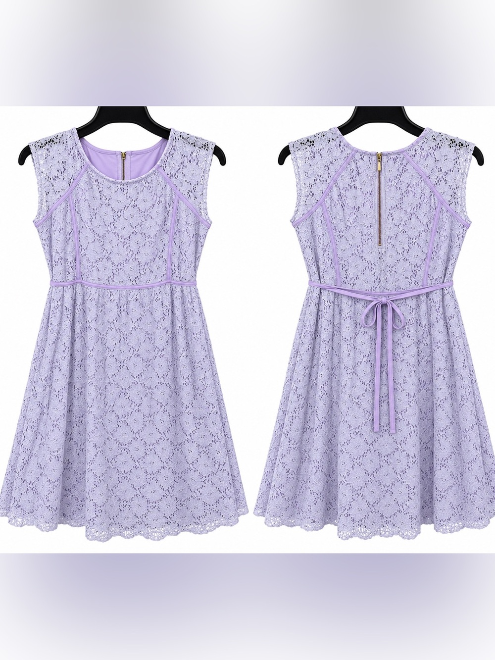 Motherhood Maternity Lavender Lace Midi Dress with Cap Sleeves